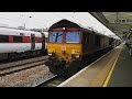 DB EWS Class 66 (66164) powering out of Peterborough pulling the Rail Drop Train