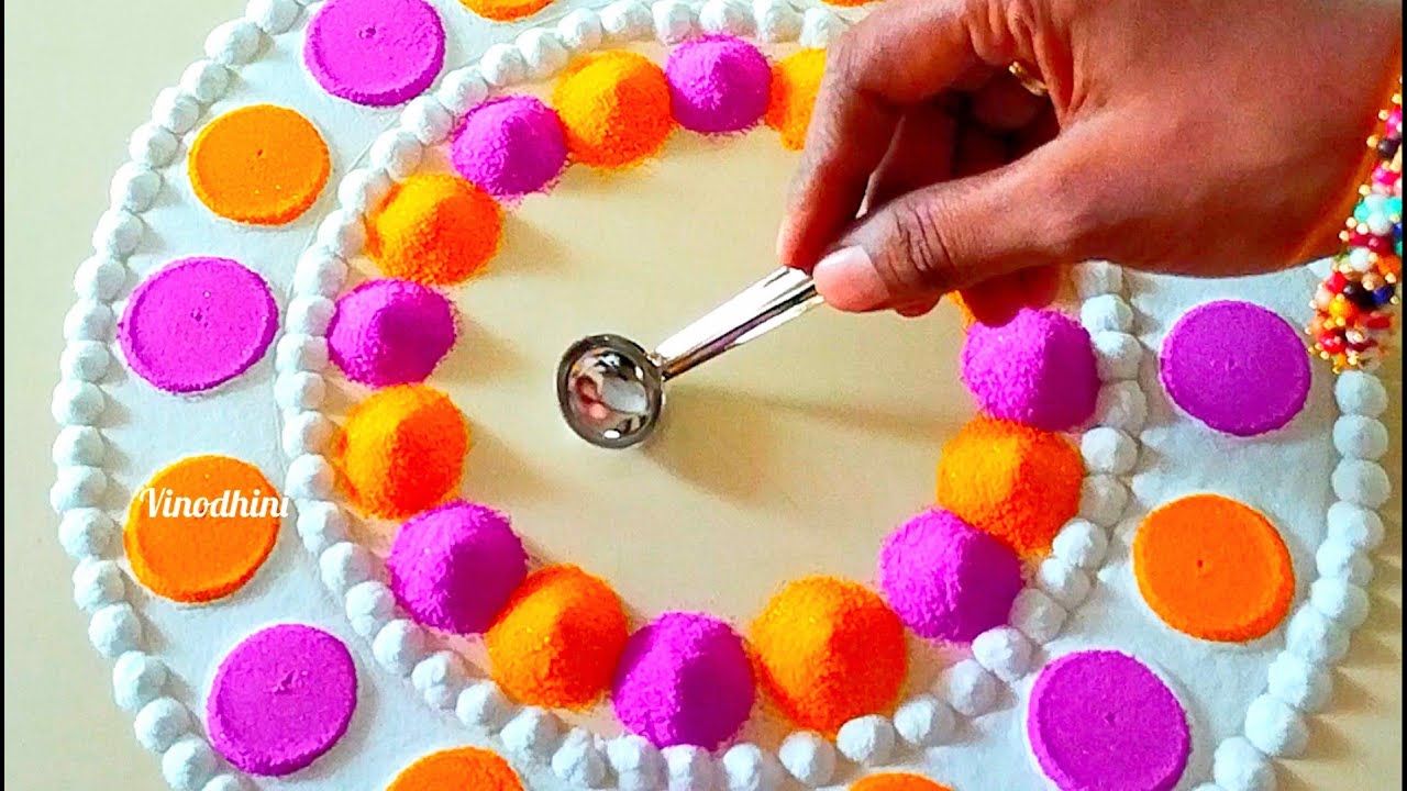 Simple and Easy Rangoli Design with Spoon | Rangoli Designs By ...