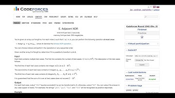 E. Adjacent XOR || Codeforces DIV-3E || 10-Aug-2025 || CP