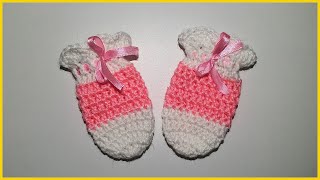 Рукавички - царапки для новорожденных крючком. Вязание крючком / Crochet No-scratch Baby Mittens