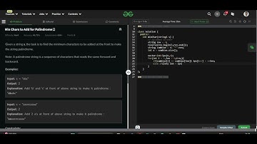 Min Chars to Add for Palindrome|GFG POTD #gfg  #potd | 03-12-2024| |@DecodeMaster01