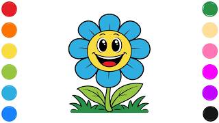 🌻 Happy Smiling Flower 🌸 Kids Coloring Fun 🎨