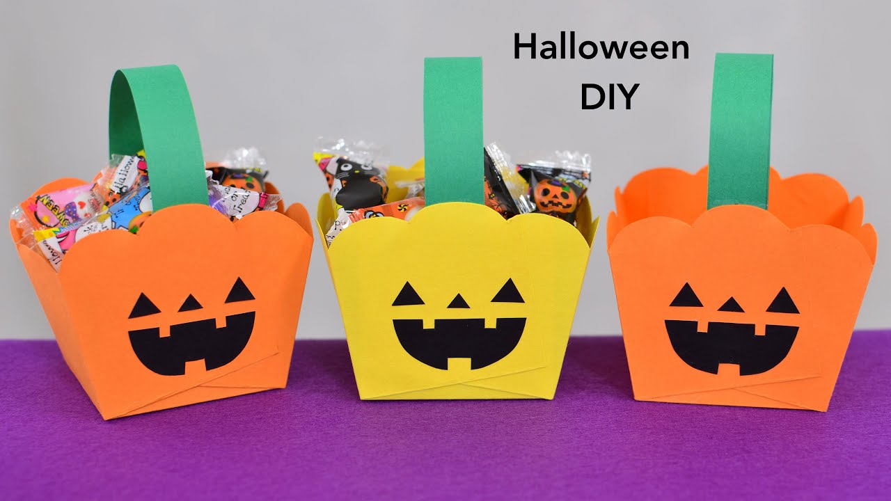 簡単🎃ハロウィン】画用紙で作るお菓子バッグ candy bag - YouTube