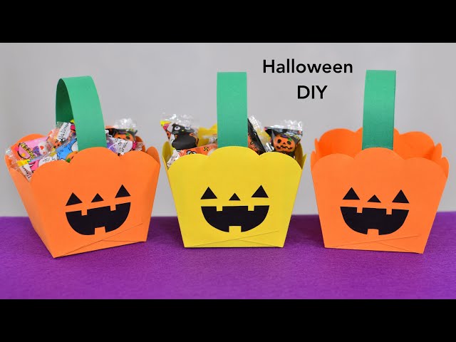 簡単🎃ハロウィン】画用紙で作るお菓子バッグ candy bag - YouTube