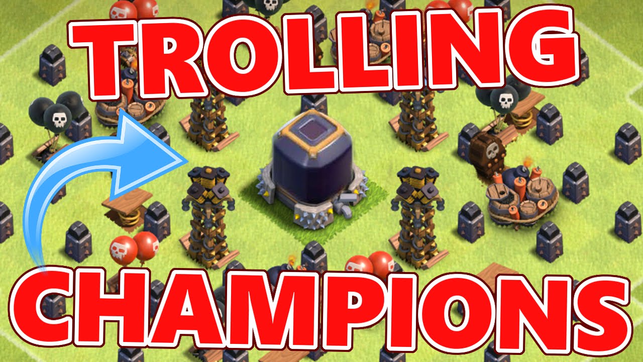 Clash Of Clans | CHAMPIONS TROLLING!! Epic Max Troll Attack + Troll Defence!