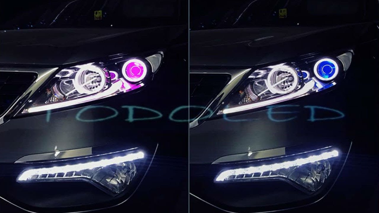KIA SPORTAGE R 2018 RETROFIT HEADLIGHTS ANGEL EYES/DEVIL EYES YouTube