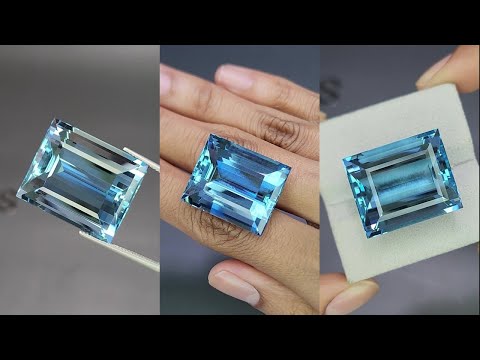 Ein großer, baguetteschliff geschliffener Santa-Maria-aquamarin 47,30 karat, Africa  Video  № 1