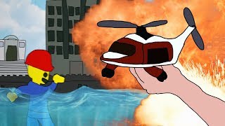 A man has fallen into a BAD ANIMATION in Lego City