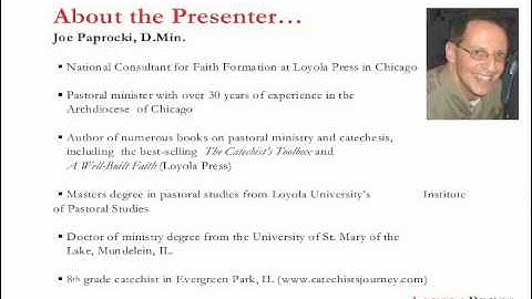 Part 1 - Section 1: An Introduction to the Catechist