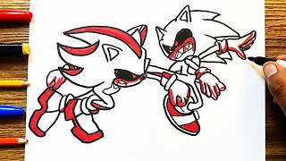 Como Dibujar A Sonic.exe Vs Shadow.exe