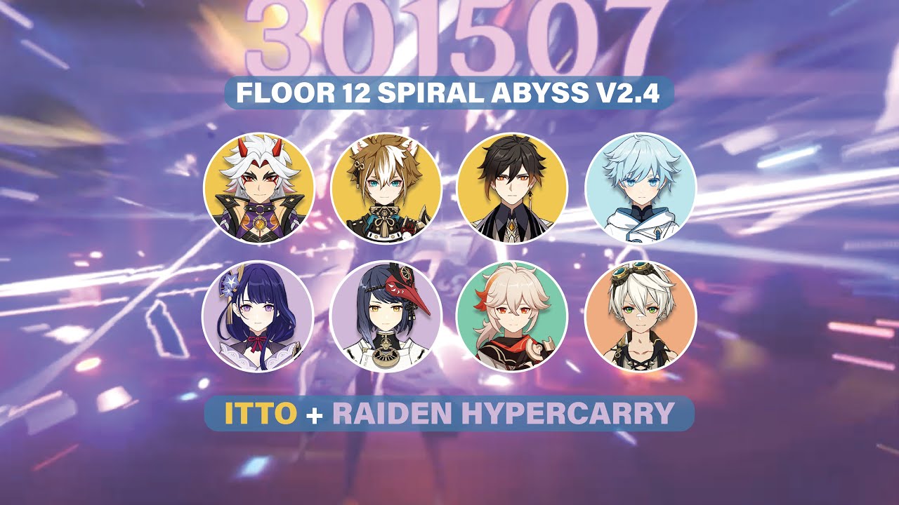 C2 Itto-Chongyun and C1 Raiden Hypercarry - Floor 12 Spiral Abyss 2.4 (Genshin Impact)