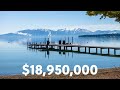 Tour this $18,950,000 lakefront home with PRIVATE BEACH | Cinematic Real Estate Video