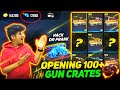FREEFIRE UNBOXING 100+ GUN CRATES || NEW OFFICIAL COLLECTION OF TSG AFTER UNBOXING CRATES || #TSG