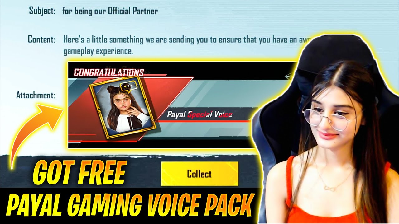 😱 OMG !! I GOT FREE PAYAL GAMING MYTHIC HINDI VOICE PACK IN BGMI ...