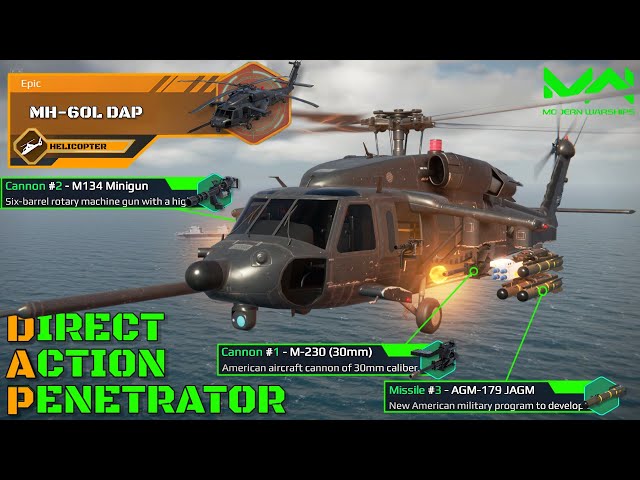 New Helicopter! MH-60L DAP Overview ! Worth2Get? It's Support Heli! Not Spotter! | Modern Warships class=