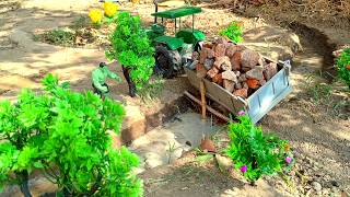 Diy mini tractor and heavy loaded trolley passed over the bridge and the bridge brake down  