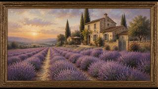 Lavender Fields at Sunset | French Countryside Oil Painting