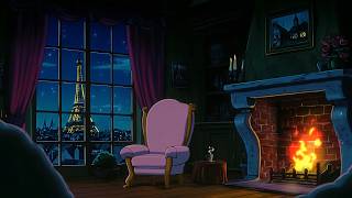 a nostalgic paris night from the 1950s | soft oldies playing in another room (w/ fireplace asmr) screenshot 5
