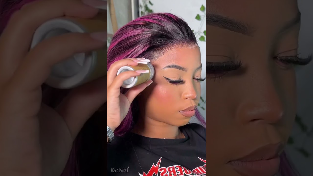 purple pink highlight wig 