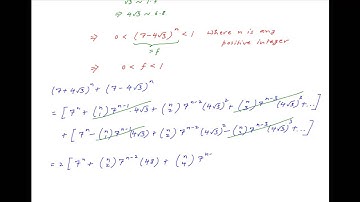 If [7 + 4*sqrt(3)] raised to power n = p + B, show that (1 - B)(p + B) = 1.