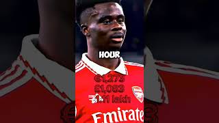 😱 Did you know how much Arsenal Bukayo Saka earns? 🤑🤯 #shorts #football #soccer