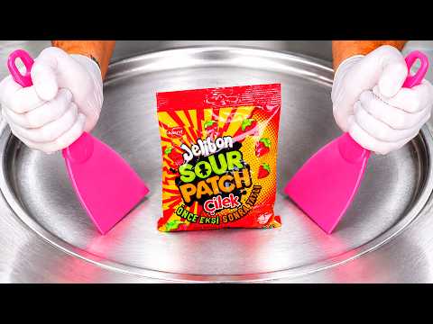 ASMR | Ice Cream Rolls - Sour Patch Kids Strawberry Flavor