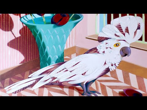 Cockatoo and tulips