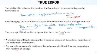 Numerical Methods Lec03 Ch03 Round Off Error 2 True Error