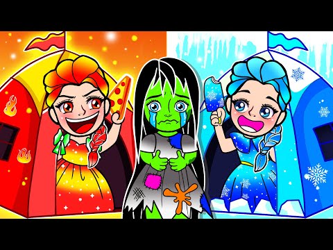 Paper Dolls Craft - Sister Elsa Fire And Ice Rescue Story - Dolls Story