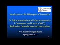 Philosophy of Economics IV.3 Microfoundations of Macroeconomics: Comments on Hoover (2015), part 1