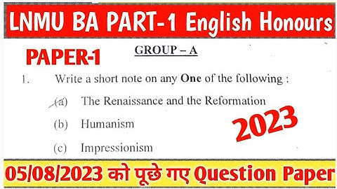 LNMU BA PART-1 English Honours PAPER-1 2023 Asked Question Paper Review.