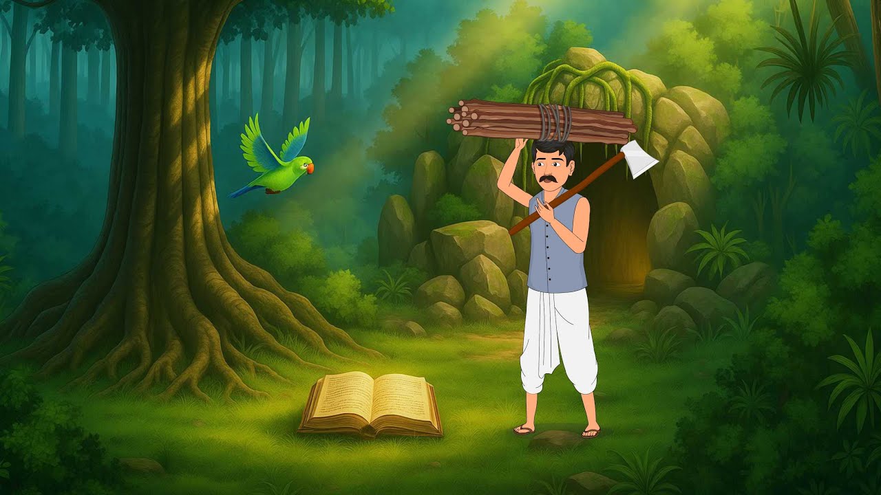 गरीब लकड़हारे की जादुई चिड़िया ।। Hindi kahani | moral story | cartoon kahaniya ||