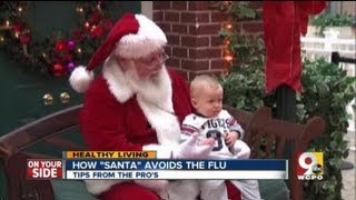How does Santa avoid the flu?
