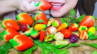 ASMR EATING FRUITS SHAPED MUNG BEAN CAKE , EATING SOUNDS | LINH-ASMR