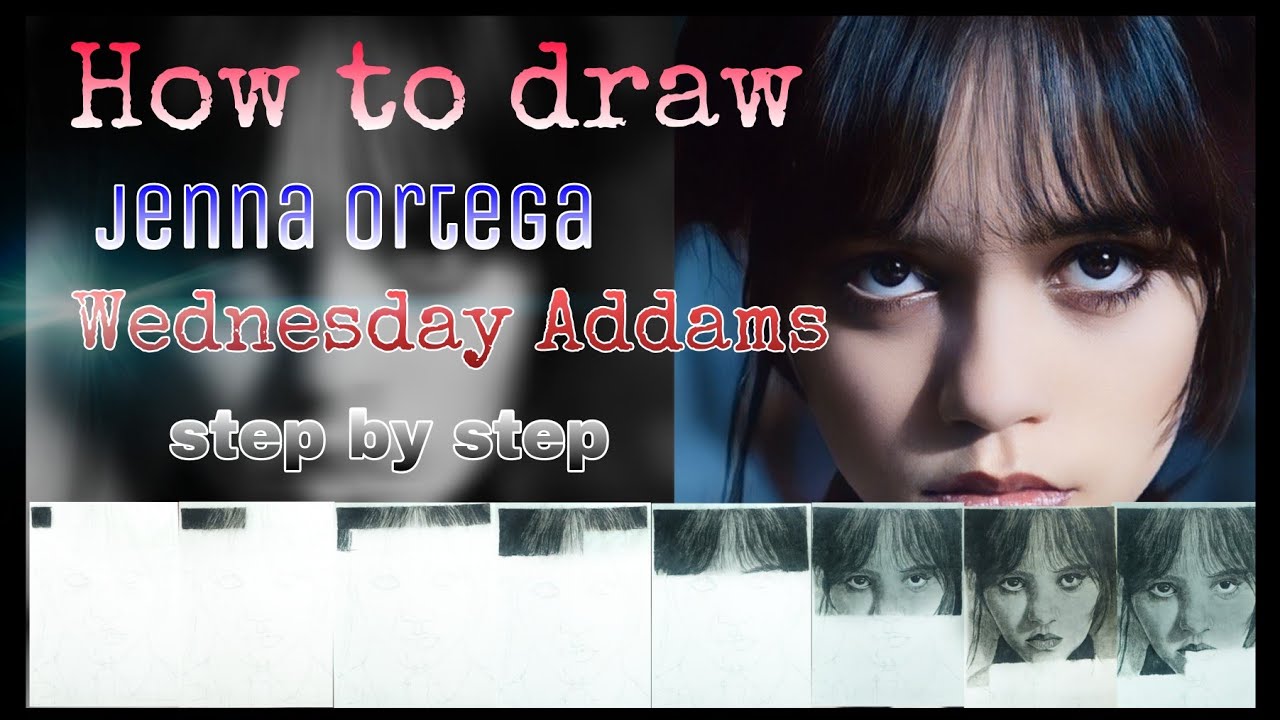 How to draw WEDNESDAY Addams/ jenna ortega drawing @JennaMarieOrtega # ...