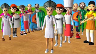 Scary Teacher 3D vs Squid Game Dresses Career Clothing Dressing Room Win or Lose 5 Times Challenge