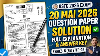 BSTC 2026 Question Paper Solution | 20 May 2026 | Pre D.El.Ed Answer Key (Series-B bairwa is live