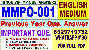 MMPO 001 Previous Year Question Paper in English | mmpo 001 important questions with answer