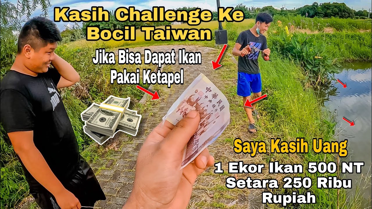 Nantangin Bocil Taiwan 1 Ekor Ikan Saya Kasih Uang 500 NT Jika Bisa Dapat Ikan Pakai ketapel