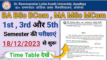 DR. RMLAU Exam Date Released / BA BSc BCom 1st , 3rd और  5th सेमेस्टर का पेपर शुरु / Time Table देखे