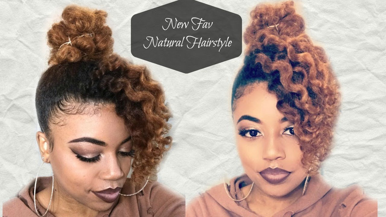 Styling Thick Natural Hair | Curly Top Yarn Bun w/ Side Bang - YouTube