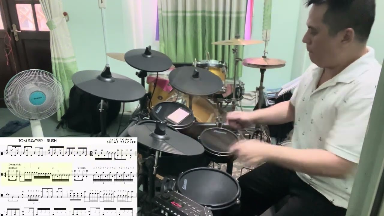 Tom Sawyer!!! Rush!!! Khó dễ tè!!!Sheet nhạc : Jack Young!!! Cover: VinhRose drummer!!!