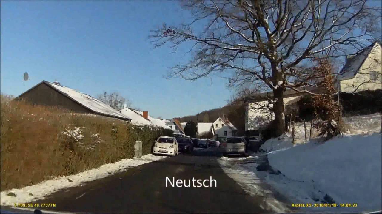 Ortsdurchfahrt im Odenwald/DA: Neutsch im Winter (SW rein, SO raus)