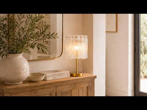 Lucentra Textured Glass Drum Table Lamp 10"D
