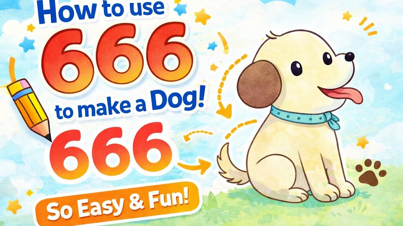 Drawing Using 666 WOW 😲 Draw a Cute Dog Using 666 🐶 | Easy Drawing Trick for Kids - YouTube