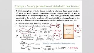 Entropy generation associated with heat transfer