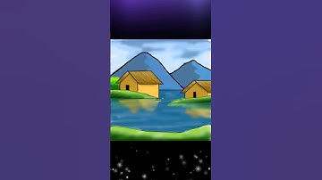 Village Scenery Drawing Digital Painting | Digital painting using ibis paint x #shorts