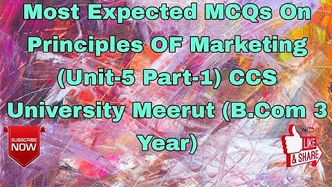 Most Expected MCQs On Principles OF Marketing (Unit-5 Part-1) CCS University Meerut (B.Com 3 Year)