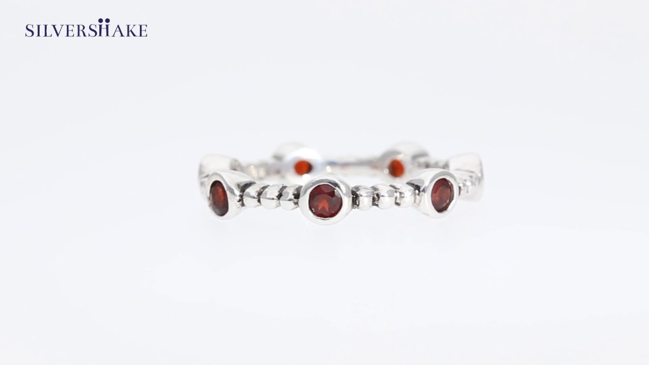 SILVERSHAKE Natural Garnet 925 Sterling Silver Stack/Stackable Ring-RN0089543