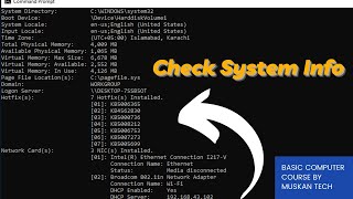 How To Check Your Systeminfo Using CMD | Anila | Urdu | Basic Computer Course